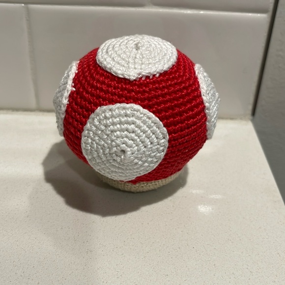Handcrafted Mario Super Mushroom Figure Holiday Decor Amigurui Crochet Toy - Picture 7 of 8